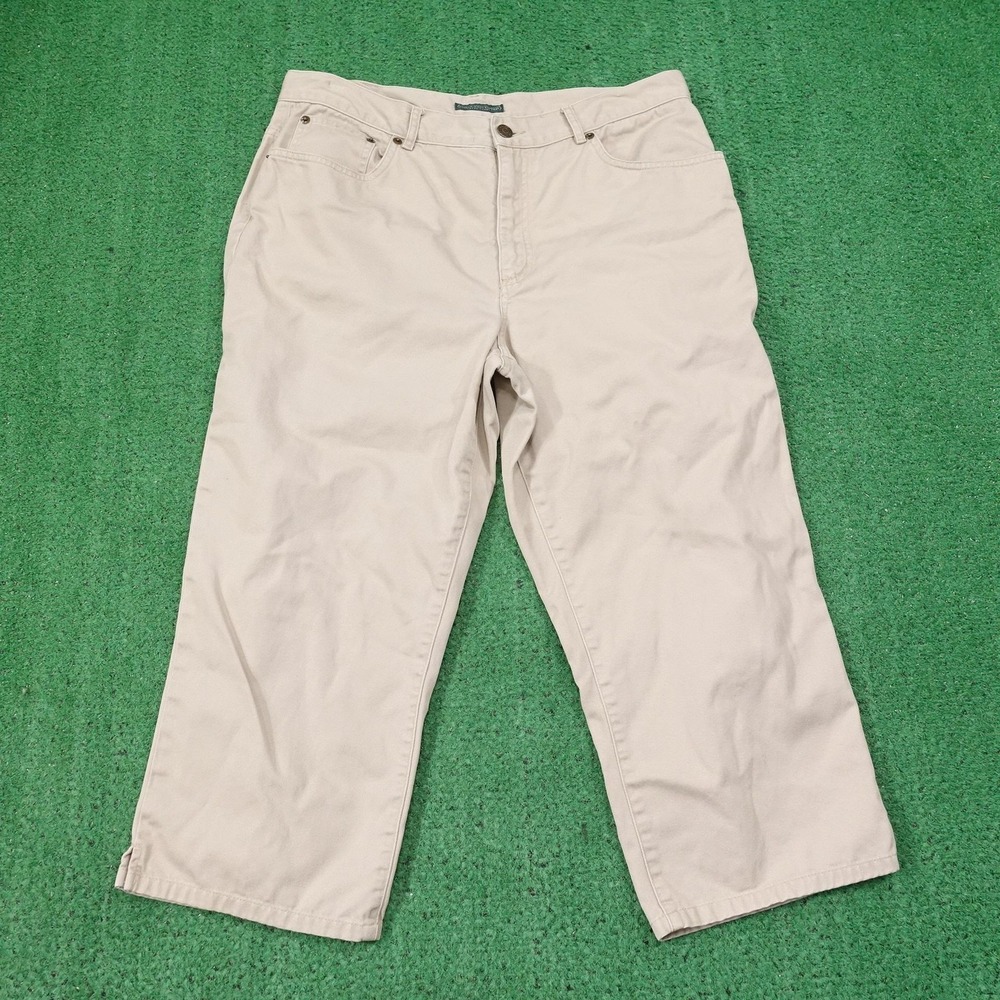 Ralph Lauren Pants Womens 12 Beige Capri Twill Crop Cotton Pockets 33x21.5